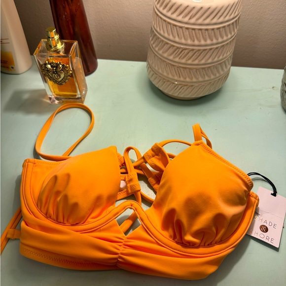 ORANGE HALTER SWIMMIE TOP - Picture 2 of 4